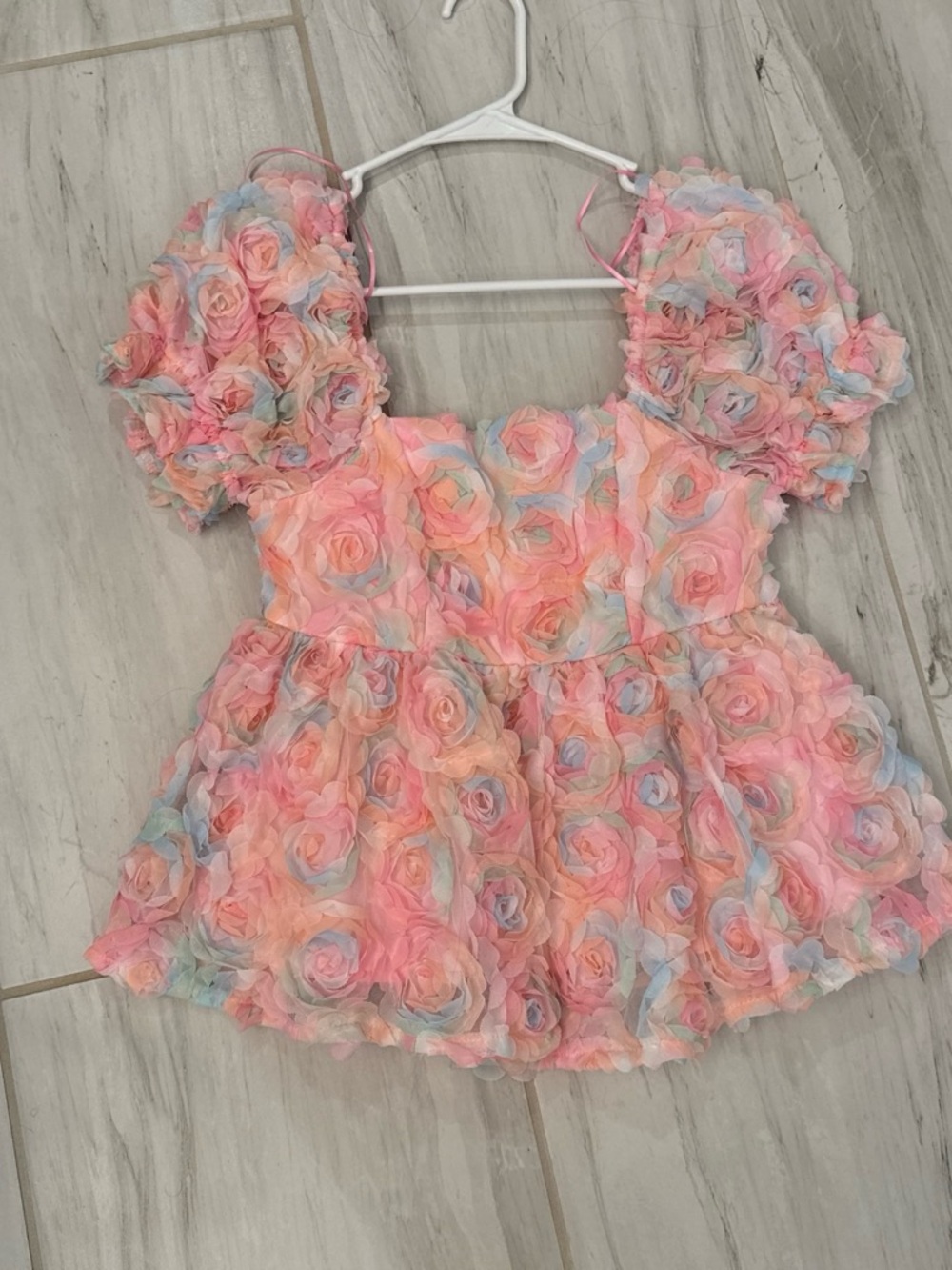 fab'rik Pastel Pink Floral Ruffle Top